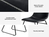 Artiss 2x Dining Chairs Retro PU Leather Kitchen Lounge Cafe Accent Chair Black UPHO-C-DIN-2503-BKX2