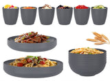 Stylish Dark Grey Wheat Straw Dinnerware Set - 24 Pieces Including Plates, Bowls & Cups V888-ELOSUNG28124