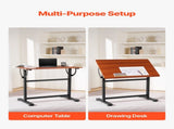 Drafting Table Adjustable 0&deg90&deg Tilt Wooden Drawing Desk with H-Frame V952-SJZMZBDDZBDC3SG4Z001V0