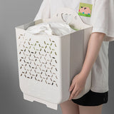White-Foldable Plastic Laundry Baskets. Wall Hanging Storage Basket. Multi-function Storage V1192-AZ-W-10386