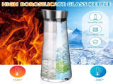 Glass Carafe, 1 Liter Leak Proof Glass Carafe With Stainless Steel Flip Lid For Water, Milk, Juice V1188-MS-227-2159
