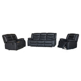 321 Seater Recliner Sofa In Faux Leather Lounge Couch in Black V43-SET-FAN-3+2+1-BL