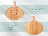 Reversible Wood Deviled Egg Platter and Charcuterie Board Thicken Egg Tray Countertop Refrigerator V1369-AZ3-W-01776