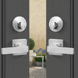Double Door Handle Set, Satin Nickel Square Door Lever, Heavy Duty Double Front Door Handle Set with V952-SMSBDMNDSFXLP6JSTV0
