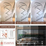 BAMDECOR A18801 Modern LED Chandelier, Dimmable Pendant Light with Remote Control Rings Round V255-BAM-18801/5-BLK