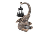 Elephant Statue Solar Powered LED Warm Light with Lantern Elephant Figurines for Gift Garden V1294-YM0901-3119230188111