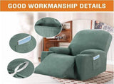Power Lift Recliner Chair Cover, Stretch Jacquard Slipcover with Side Pocket, Sage Green V1188-MS-721-270