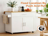 Artiss Kitchen Island Trolley Rolling Serving Cart Storage Drawer Cabinet 90cm White FUR-S-KI-FLD90-WH-AB