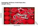 38-Piece Velvet Christmas Ornament Gift Set with Ball, Star, Poinsettia and Bow Designs, Silver V1341-ZY-YTZXM5WH-CARAMELBROWN