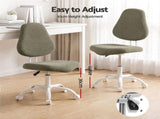 Artiss Armless Office Chair Ergonomic Soft Fleece Height Adjustable Vanity Desk Chair Green OCHAIR-M-2521-GG