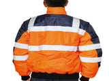 3-in-1 Hi Vis Quilted Safety Bomber Jacket Waterproof Reflective Workwear - Orange/Navy - XL V563-WB-HIVISJKT-ORG-XL