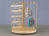 3 in 1 Jewelry Stand Display Multi Tiers Wooden Swivel Base Jewelry Display Holder for Necklace Gold V1294-YM0715-220531XY01