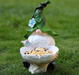 Solar Powered Garden Gnome Bird Feeder with Dual LED Lights - Automatic Night Illumination, V888-ELOSUNG45324
