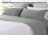 Ramesses Charcoal Pebble Wash Linen Look Alternative Sheet Set King Single V442-KIT-SHEETS-PEBBLEWASHLINEN-CHARCOAL-KS