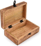 Engraved Mango Wood Keepsake Box, Tree of Life Jewelry Organizer with Latch Closure, Rustic Wooden V1237-ZY-924-076