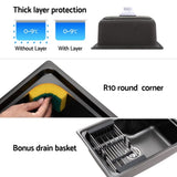 Cefito Kitchen Sink 61X43CM Stainless Steel Basin Single Bowl Black Drain Basket SINK-R10-6143T-BK