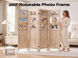 Artiss Room Divider 4 Panel Folding Privacy Screen Partition Rotatable Photo Frame Picture Collage RD-B-1210-3P-NT