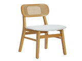 Rattan Back Dining Chairs Set of 2, White Faux Leather V1127-AU-DC03-BGE