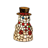 Christmas Snowman Lamp, Handcrafted Stained Glass Style Figurine Light With Top Hat and Scarf, Warm V1366-AZ2-W-13183