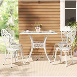 Gardeon Outdoor Dining Set 5 Piece Chairs Table Cast Aluminum Patio White FF-DINING-CALU-WH-AB