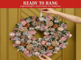 Christabelle 71cm Christmas Wreath Pink Front Door Decoration Jewelled Baubles Flowers Pine Con 112_GUE522