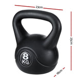 Everfit 8kg Kettlebell Set Weight Lifting Bench Dumbbells Kettle Bell Gym Home FIT-K-KB-8KG-BLACK