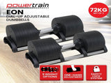 Powertrain Eon Dial Up 72KG Adjustable Dumbbells Pair - Black DMB-B10-036-2