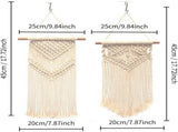 2 Pack Macrame Wall Hanging Boho Woven Tapestry with Wooden Dowel for Bedroom Living Room Decor, V1237-ZY-917-138