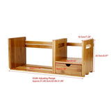 Bamboo Adjustable Bookshelf Book Storage Organizer with Single Drawer for Bedroom Office V1294-YM0901-JY02609