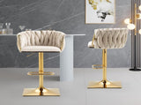 SERENIT Modern Velvet Breakfast Bar Stools Swivel Barstools Adjustable Counter Stools with Backrest V255-SE-GP1782-IVORY