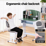 Keezi Kids Study Desk Chair Set Adjustable Ergonomic Table LED Lamp Green KTC-A-STU-BS-GN