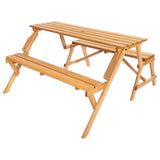 VEVOR 2-in-1 Transforming Interchangeable Picnic Table, Outdoor Wooden Table and Bench Set, Portable Foldable Bench with Umbrella Hole, Patio Dining Furniture for Garden, Backyard, Porch  V952-2HYKBXYCZ45FP7QYPV0