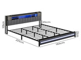 Levede King Bed Frame with Storage Headboard RGB LED BF1067-K