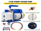 3CFM 84 L/M 1-Stage, Refrigerant Vacuum Pump Refrigeration Gauges A/C Air Conditioning 1440 RPM 1/4 V952-3CFM1-4HPZKBZJ001V3