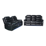 3-2 Seater Seater Finest Black Leatherette Recliner Feature Console LED Light Ultra Cushioned V43-SET-CHLS-3-2-BL