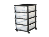 Plastic Storage Drawers Cart, 4 Drawers Storage Organizer with Wheels, Rolling Closet Organization V952-CWCT1SLJL4G13PBKB001V0