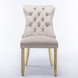 6x Velvet Dining Chairs Upholstered Tufted Kithcen Chair with Solid Wood Legs Stud Trim and V226-SW1901BG-3