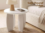 Artiss Round End Table High-Gloss Small Coffee Table Side Bedside Nightstand 40x45cm Cream white FUR-S-COF15-WH