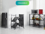 CARLA HOME 3-Tier Foldable Storage Shelf with Wheels for Kitchen, Garage, Pantry or Basement V178-36140