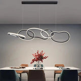 BAMDECOR A24126 Nordic Minimalist LED Pendant Light Adjustable Modern Ring Chandelier for Dining V255-BAM-L-24126-120-BLK