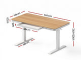 Artiss Motorised Standing Desk with Storage Drawer 120cm Wood White HASD-B-S08-WHPW