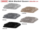 Soft Plain Faux Mink Blanket Queen Stone V442-ABR-BLANKET-PLAIN-STONE-QS