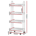 Artiss Storage Trolley Kitchen Cart 4 Tiers White STR-B-4T-100-WH