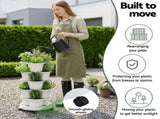 Green Fingers 5 Tier Vertical Planter, Stackable Planters with Wheels, White, Bed, GARDEN-5T-WH