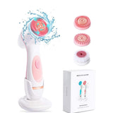 Pink Waterproof Facial Cleansing Spin Brush Set - Rechargeable with 3 Heads & Charging Stand V888-ELOSUNG26212