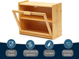 CARLA HOME Double Layer Bamboo Bread Box for Kitchen Counter with Large Capacity and Transparent LSB-36092