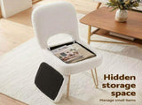 Artiss Storage Ottoman Vanity Stool Foot Stool Folding Back White FS-D-BACK02-WH