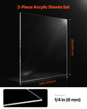 Plexiglass Acrylic Sheet, 2-Pack Plastic Sheets, 610 x 914 mm 6 mm Thick Clear Plastic Cast V952-YJBL2436INCHGD23KV0