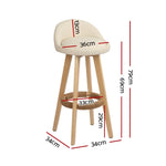 Artiss 4x Bar Stools Padded Leather Wooden Beige BENT-C-9004H-BGX4