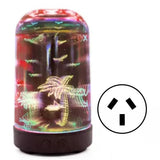 3D Glass Humidifier LED Aroma Humidifier with Coconut Tree Pattern V1294-YM0901-JY31123-03